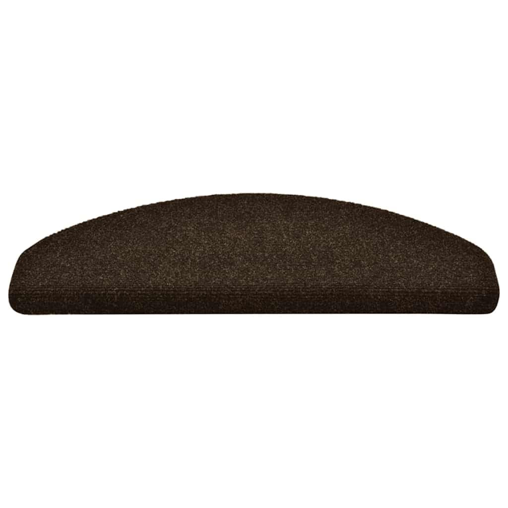 Samoprzylepne maty na schody, 10 szt., 65 x 21 x 4 cm, brązowe, półokrągłe, włóknina igłowana PP, antypoślizgowa nakładka na schody do ochrony podłogi, nadaje się do prania