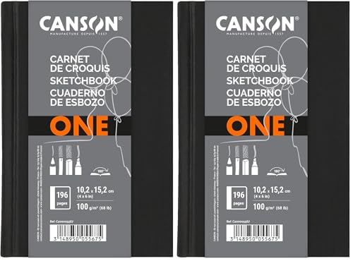 CANSON One - Carnet de croquis cousu 196 pages - 10,2 x 15,2 cm - 100g/m² (Lot de 2)