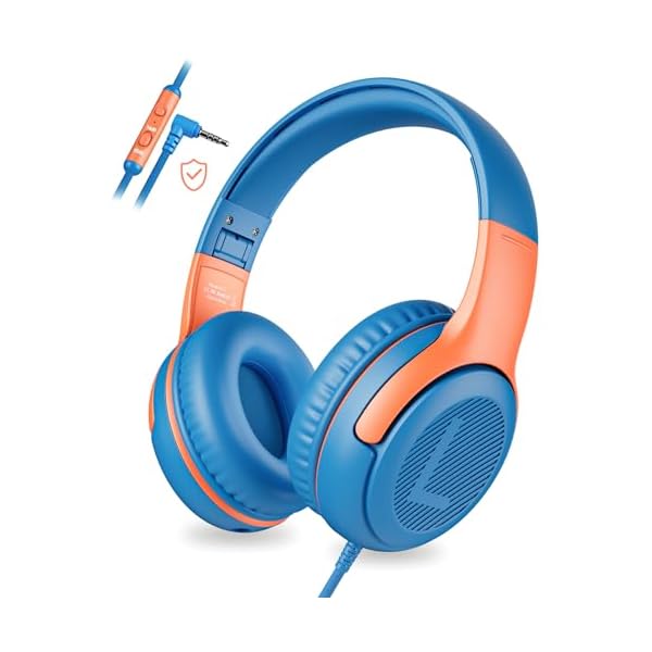 Kids Headphones Wired Toddler Headphones with Microphone, Over-Ear Headphones, 85/94dB Volume-Limiting, 3.5mm Jack, Foldable On-Ear Design – Safe & Comfortable for Learning & Entertainment