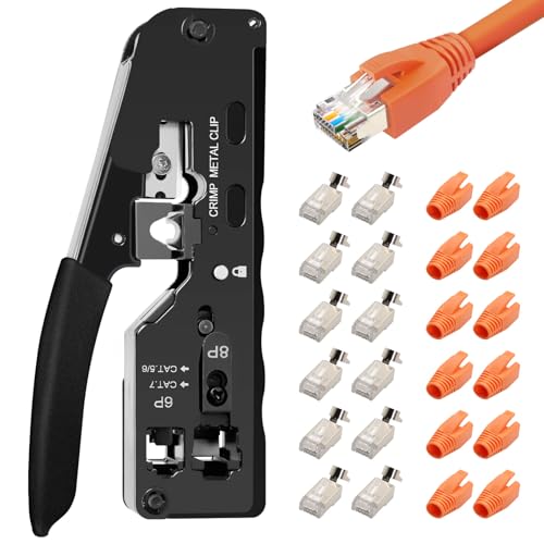 Glitfix Lot de pinces à sertir RJ45, outil de sertissage GJ671BL compatible avec les ports téléphoniques modulaires 8P8C Ethernet et 6P6C et 6P4C