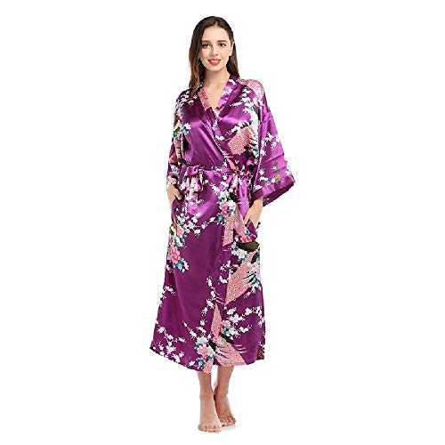 Nuevo Pijama de Seda de Mujer simulación camisón de Seda Pavo Real Suelto más tamaño camisón