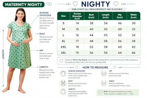 Image of AV2 Women's Cotton All Over Print Midi Maternity Feeding Nighty