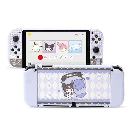 Image of Kuitmor Protective Shell for Switch OLED,Slim Cute Pattern Dockable Cover Case Compatible with Switch OLED,Anti-Scratch and Shock-Absorption Design Cover Skins for Joystick(Kuromi)