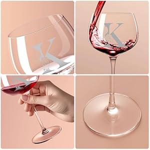 Gifts for Women, Friend, Mom, Wife,Her, Monogrammed A-Z Personalized Wine Glass Gift, Customized Gift for Women Birthday, Mothers Day Gifts for Mom (K) Gifts for Women Friend Mom WifeHer Monogrammed A Z Personalized Wine Glass Gift Customized Gift for Women Birthday Mothers Day Gifts for Mom K