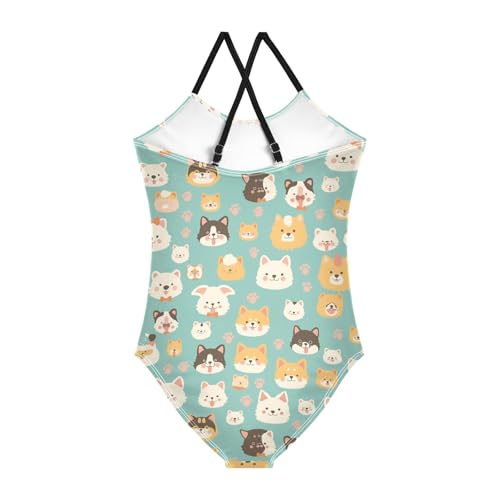KLL Cute Dogs Toddler Girls 1-Piece Bathing Suit Beach Swimming Suits with Adjustable Straps Quick Dry2