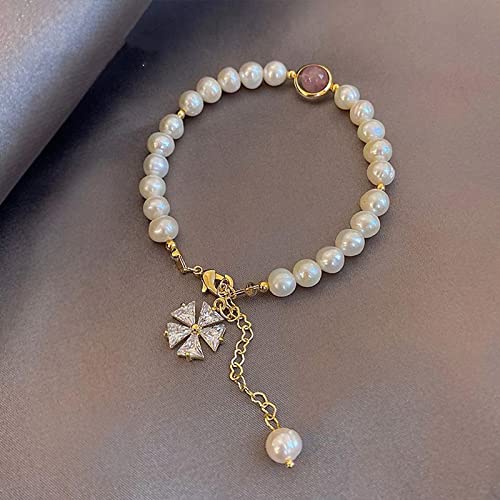 Bracelet perle d'eau douce véritable fini les bijoux ternes quartz fraise femme