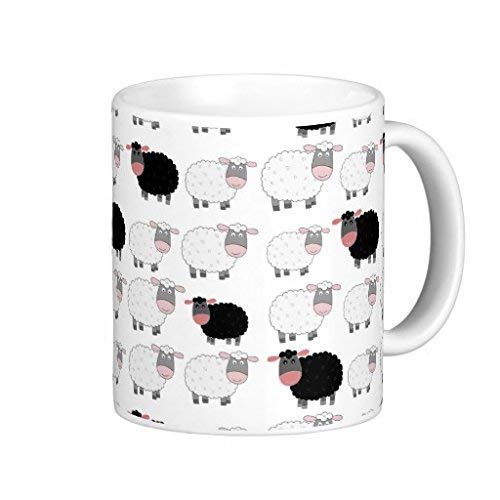 Dillo Counting Sheep Ceramic Mug for Coffee, Tea or Beverages (White) -11 Oz