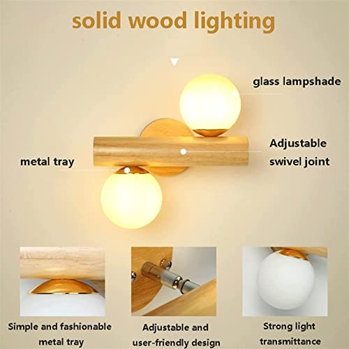 Aplique de pared madera LED giratorio con doble cabezal de lectura estilo japonés 6