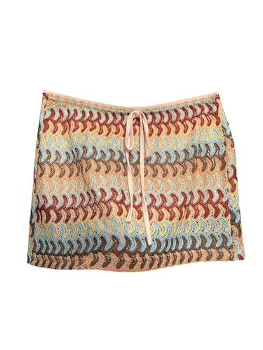 MakeMeChic Women's Vacation Y2K Plus Size Mini Skirt Colorful Striped Tie Front Bodycon Skirts