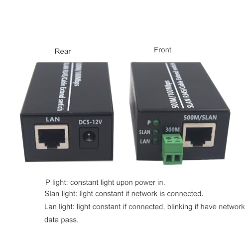Image of IP Ethernet Over Twisted Pair Extenders up to 300M(1000FT),Ethernet Over RJ45 Cat5 /6 Network Cable up to 500M (1650FT) for HD Network IP Cameras 2 Pack