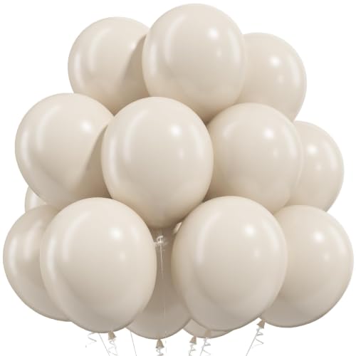 Image of Togvu White Sand Balloons, 50Pack 12 Inch Cream Beige Latex Party Balloons for Wedding Baby Shower Bridal Shower Graduation Easter Birthday Party Decorations
