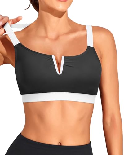 Image of Tempt Me Women Sports Bra Swim Crop Tops Only | Scoop neck, Bathing suits top, Removable cups, Adjustable straps