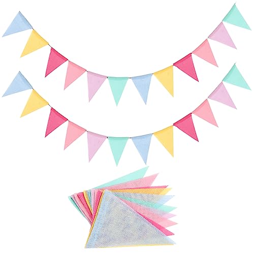Wimpelkette Outdoor 2 Stücke,RUNEAY 24 Flaggen Wimpelkette Bunt Wetterfest Girlande Geburtstag Deko für Matschküche Geburtstag Kinderzimmer Einschulung Party Hochzeit(Insgesamt 8 M)