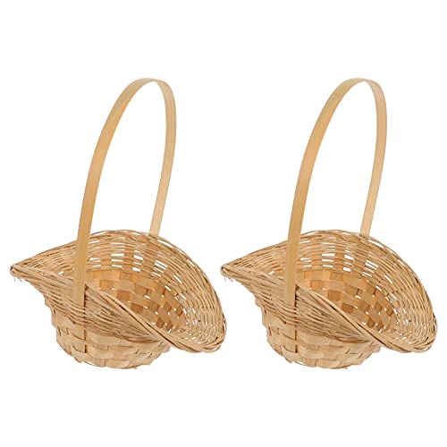 ibasenice 2Pcs Sturdy Flower Woven Basket Decorative Organizer Baskets for Home Bedroom for Flowers Sundries Natural Design for Events