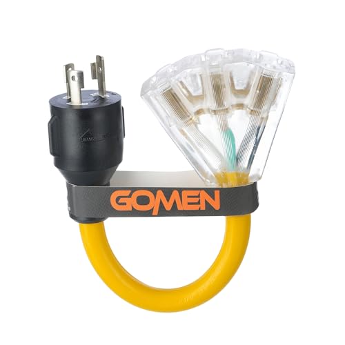 GOMEN 12 Inch 30 Amp to 110 Adapter, 3 Prong 30 Amp to 15 A Generator Adapter Power Cord with Twist...