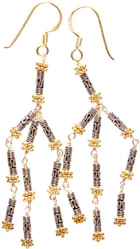 Exotic India Silver Drop Earrings For Women (Multicoloured) (Jvm65)