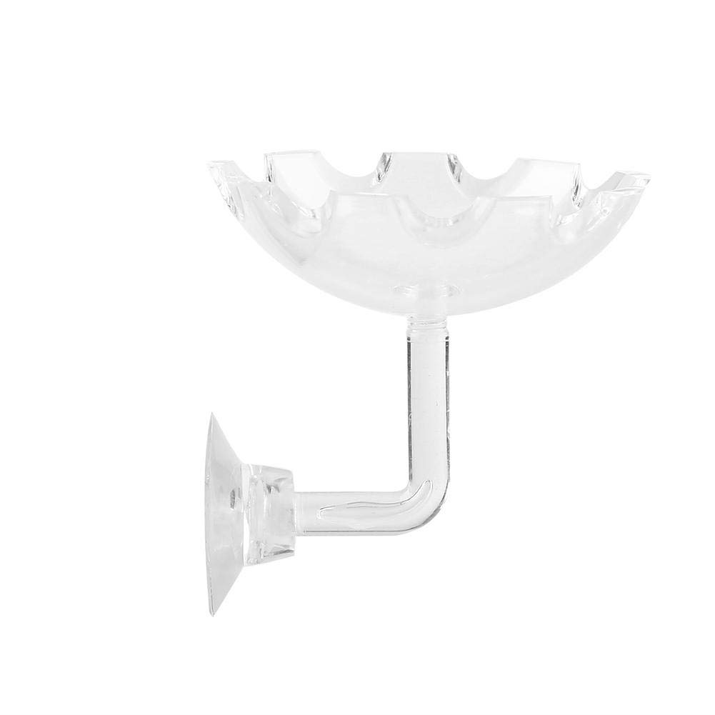 Wifehelper Shrimp Feeding Dish, Acrylic Sucker Cup Design Aquarium Bowl Tray Water Food Smaller Reptile Worms Pets Dish Feeder Bowl