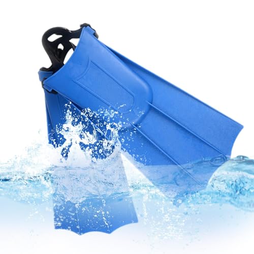 Aletas cortas de natación - Aletas de buceo ajustables | Aletas de snorkel para adultos | Equipo ligero de goma, aletas de entrenamiento portátiles para hombre y mujer, talla 40-44, azul