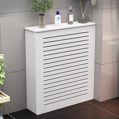 Cache-radiateur blanc pour masquer un radiateur ancien et gagner du rangement
