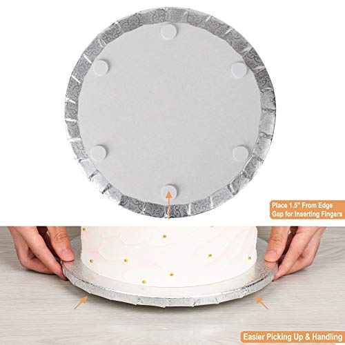 Sturdy Silver Cake Drum 10 Inch 1/2\" Thick (14 Pack) + Satin Silver Ribbon + Prop Up Tool | No Seam Greaseproof Foil Board | Bundle for Making The Perfect Presentation!