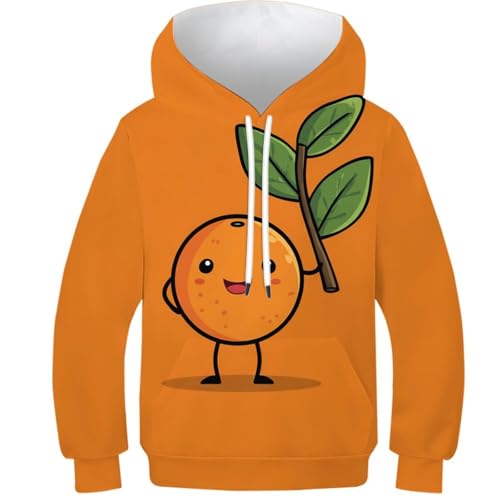 Pull orange ado imprimé 3D idéal pour le collège et les loisirs des garçons 10-12 ans