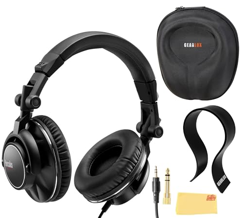 Hercules HDP DJ60 Closed-Back DJ Headphones Bundle with Case, Stand, and Austin Bazaar Polishing Cloth