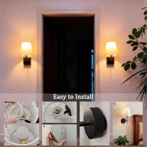Apliques de pared LED con pantalla de tela y diseño de base redonda 3
