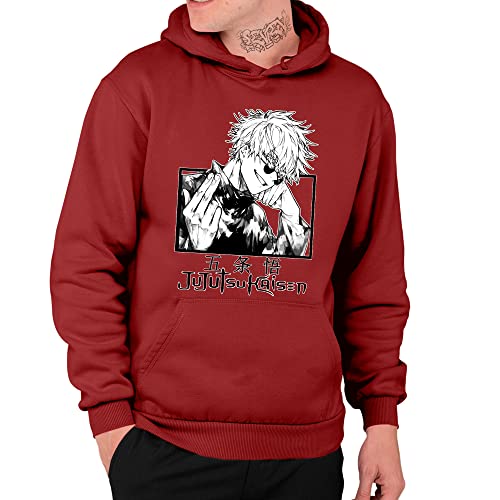 Moletom Unissex Anime Jujutsu Kaisen Personagem Satoru Gojo Cor:Bordô;Tamanho:GG