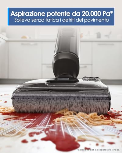 Tineco FLOOR ONE i6 Stretch, Aspirapolvere e Lavapavimenti 2 in 1, 20 000Pa, Design Piatto 180°, Anti-Groviglio, Autopulente, Asciugatura 85℃, 40 Min Autonomia, Batteria Pouch Cell - Immagine 1