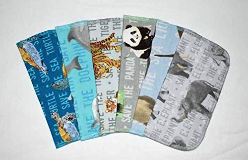 1 Ply Printed Flannel 8x8 Inches Set of 5 Save The Animals