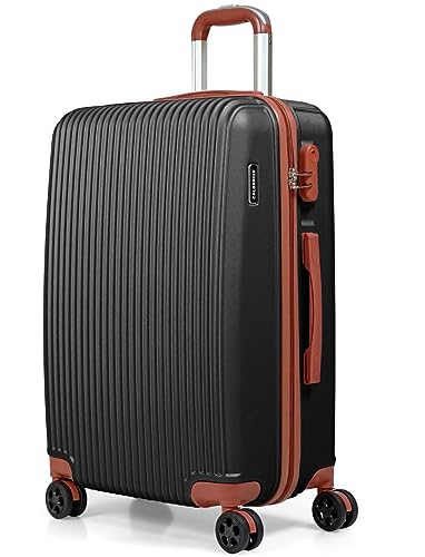 CALDARIUS Suitcase Medium Size | Lightweight Hardshell Luggage | 4 Large Dual Spinner Wheels | Telescopic Handle Trolley Medium Suitcase | Medium 24" Hold Check in Luggage (Grey)