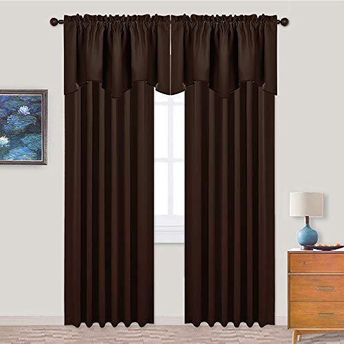 Nicetown Bathroom Window Curtain Valances - 52 Inches Width By 18 Inches Length Rod Pocket Privacy Valance Window Dressing For Kitchen/Bay Window/Nursery/Boys Bedroom (Toffee Brown, Double Pieces) #TOP4