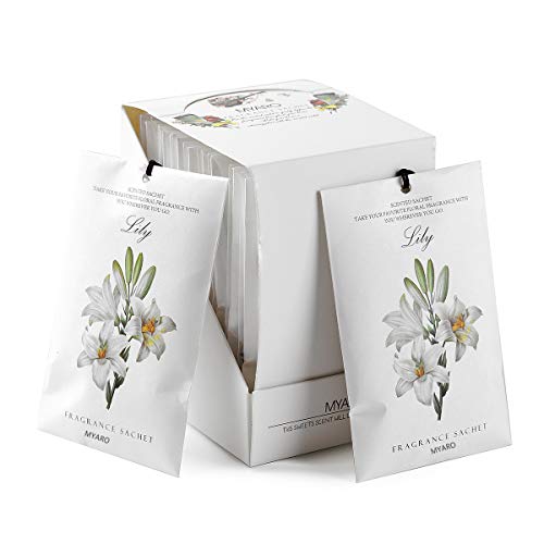 MYARO 12 Packs Lily Scented Sachets for Drawer and Closet, Long-Lasting Sachets Bags, Home Fragrance Sachet for Lover
