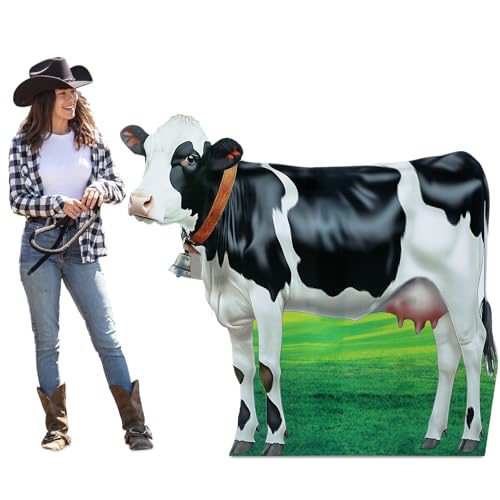 Colingmill 4 ft Cow Party Decorations Cow Cardboard Stand up Animal Photo Props Life Size Barnyard Decor for Farm Theme Western Party Cowboy Cowgirl Birthday Supplies