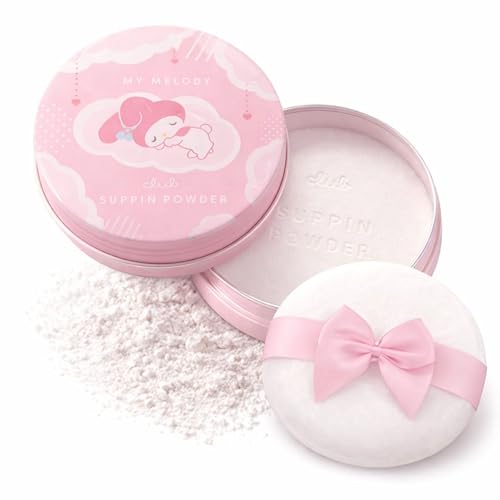 Image of Club Suppin Translucent Pressed Powder Makeup Foundation, Hydrating Matte Setting Powder, Loose Finishing Powder for Face with Shea Butter& Aloe, Overnight Japanese Skincare Powder | Sanrio MY MELODY