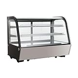 GastroHero Kühlvitrine 160 Liter I Buffet Vitrine +2 °C und +6 °C mit LED I Kühlvitrine Gastro schwarz I Kühltheke mit Glastür & Umluft I abschließbar