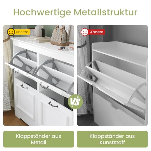 Brinlawb Schuhschrank Weiß Schuhkipper mit 4 Klappen, Schuhkommode Schuhregal mit Trennwände verstellbar und abnehmbar… – Ansicht 6