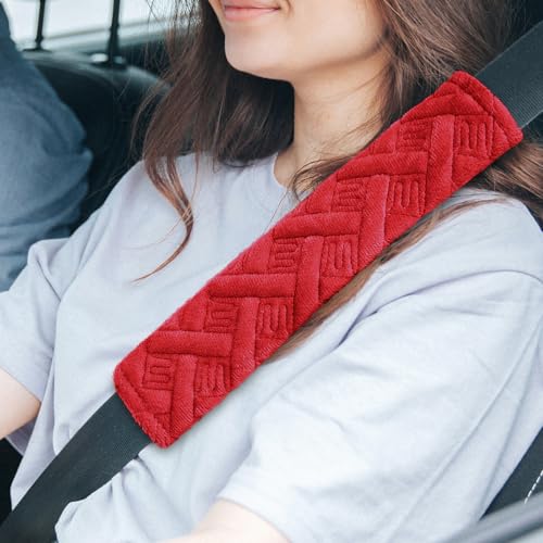 2 Stück Sicherheitsgurt-Pads Komfort Sicherheitsgurt-Kissenbezug Sicherheitsgurt-Schultergurt Autogurt Polster für Erwachsene & Kinder Universal Gurtpolster Auto Kompatibel mit allen Autos (Rot)