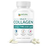 Multi Collagen 180 Protein Capsules - Type I, II, III, V, X Collagen Pills - Proprietary Blend of Eggshell, Chicken, Wild Fish & Grass-Fed Beef Collagen Peptides - 2025mg per serv