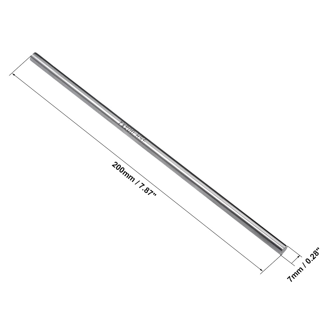 PATIKIL 7mm X 200mm Rotondo Acciaio Stelo, 1pz Tornio Barra Calcio
