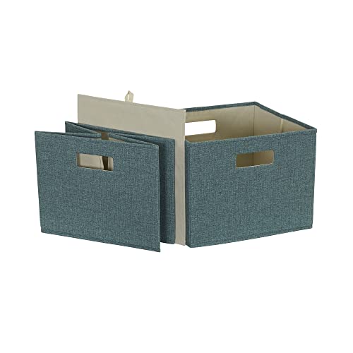 Household Essentials Fabric Storage Bins 2 Piece Set, Strong Poly-Woven Fabric, Sturdy Chipboard Sides #TOP6