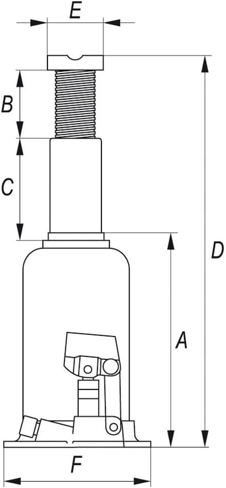 Yato YT-1707 Bottle Jack Dimensions Diagram