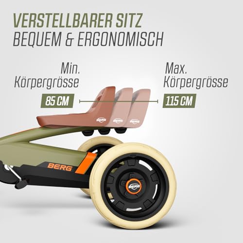 BERG Buzzy Retro Green Pedal Gokart, Kinderfahrzeug, Tretauto, Kettcar ab 2 Jahre, Hohe Sicherheid und Stabilität, Tretfahrzeug für Kinder