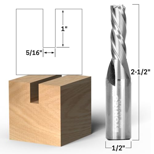 Image of YONICO Downcut Router Bits Spiral 3 Flute Solid Carbide CNC End Mill 5 /16-Inch Dia. 1 /2-Inch Shank 32339-SC