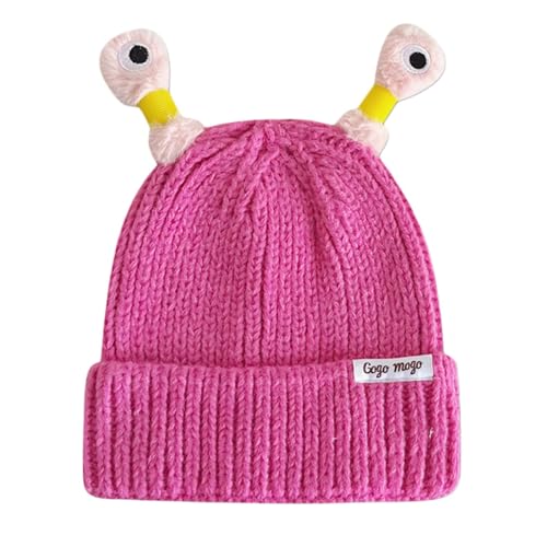 Zureto Cute Glowing Little Monster Knit Hat, Monster Tentacle Hat, Winter Parent-Child Cute Glowing Little Monster Knit Hat (UK, Alpha, One Size, Rose Red)