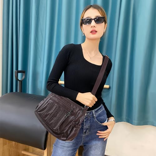 Image of ELDA Purses for Women Pocketbooks Soft PU Leather Ladies Crossbody Purse Multi Pocket Shoulder Bag