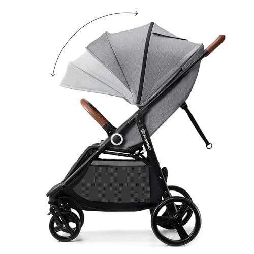 Image of Kinderkraft Grande Plus Kinderkraft Buggy from Birth to 48.5 lb, one-Hand Folding, Reclining Position, Large Canopy with Window, All 4 Wheels dampened, Spacious seat, Gray