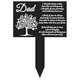 Wesiti Memorial Stakes Cemetery Decorations Metal Grave Markers Plaque Sympathy Garden Stake Waterproof Cemetery Memorial Signs Decoration for Grave (Dad)