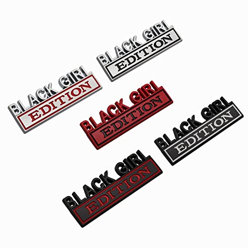 Image of 2Pc Black Girl Edition Emblem 3D Fender Badge Car Truck Decal Fit for Car Truck SUV (Chrome Red)