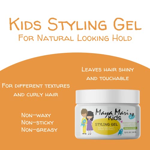 Maya Mari Kids Hair Styling Gel With Coconut Fruit Extract – Lightweight Styling Gel For Textured And Curly Hair, 12 Oz #TOP1
